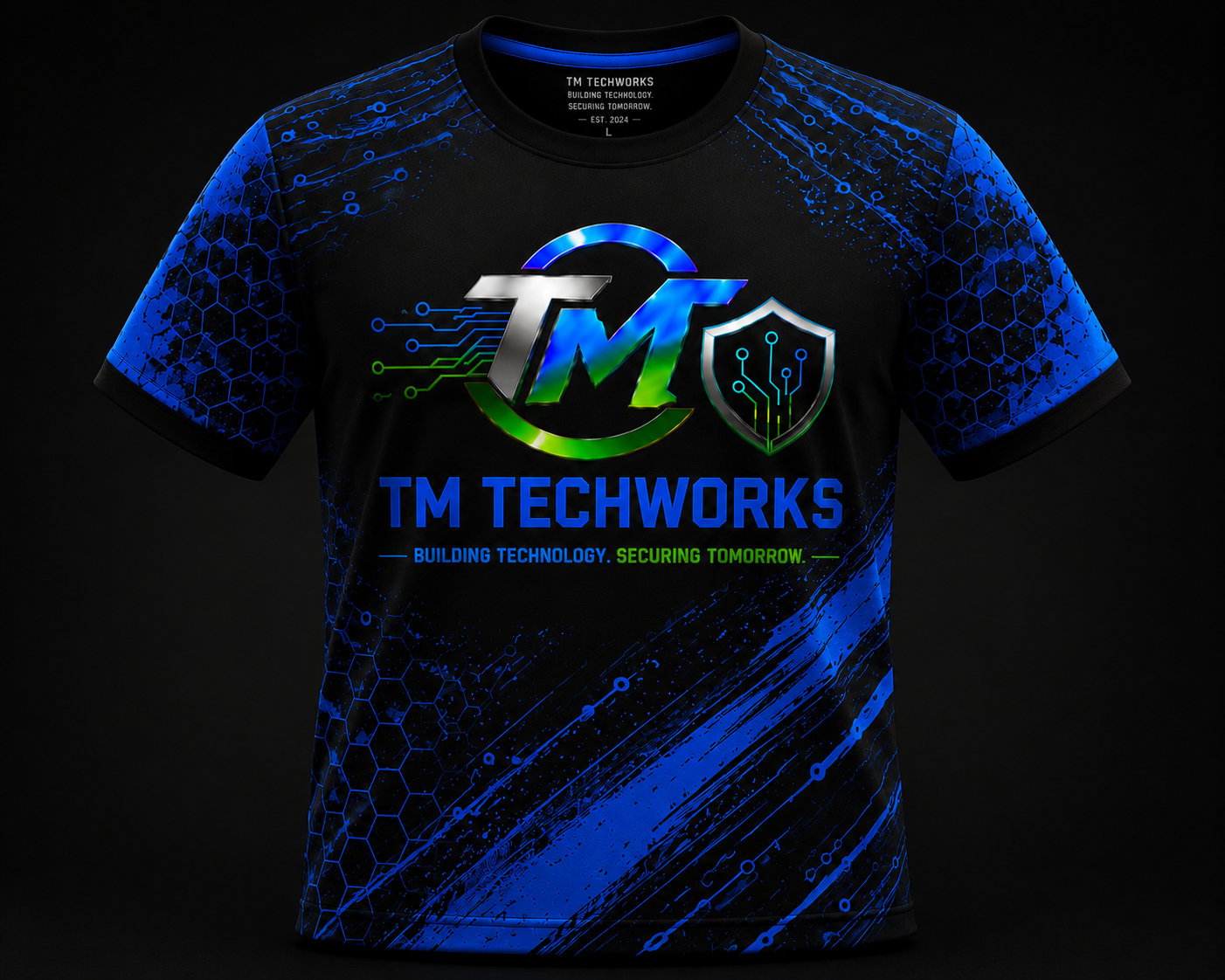Blue and Black T-Shirt Front