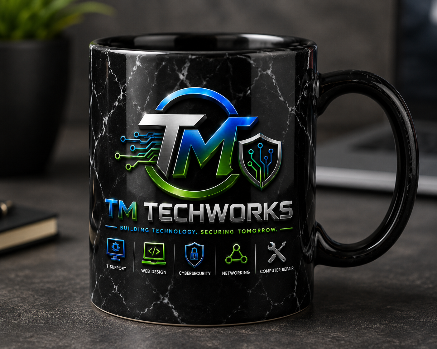 Black Marble Mug Front
