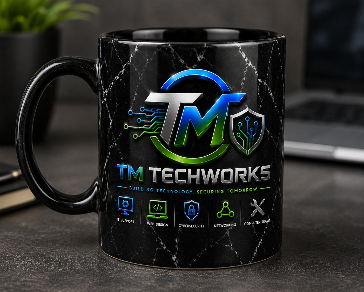 Black Marble Mug Back