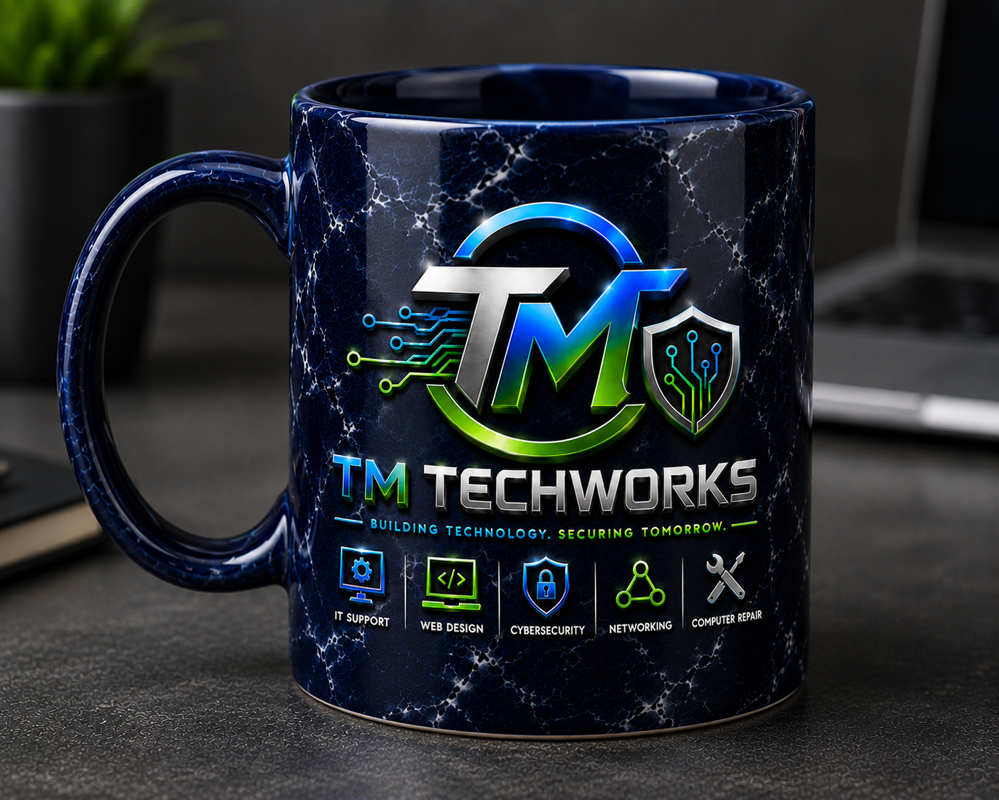 Dark Blue Marble Mug Back